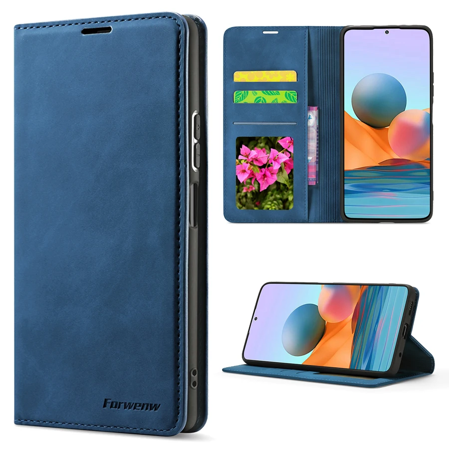 thumbnail image 1 of Wallet Luxury Skin Friendly Magnetic Flip With Card Slot Photo Frame Leather Case For Xiaomi Redmi Note 12 12S 11 Pro 10 9 8T 7, 1 of 5