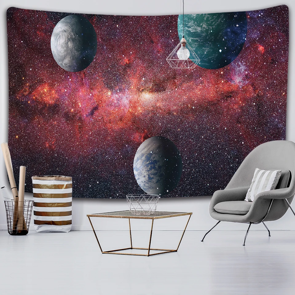 

Planet Tapestry Outer Space Galaxy Universe Solar System Tapestry Mural Bedroom Living Room Dormitory Home Decor Hanging Curtain