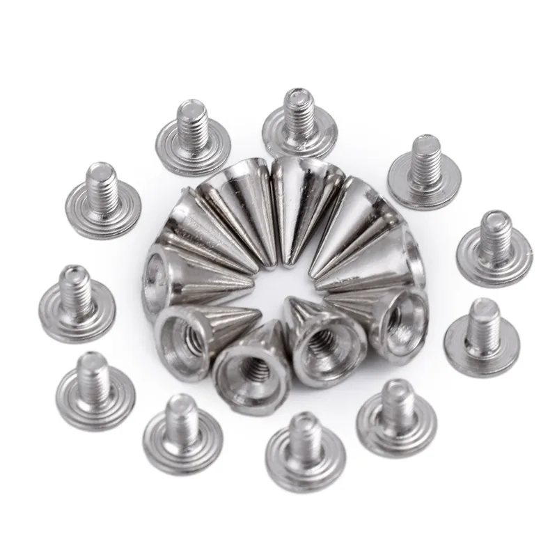 Silver Cone Studs and Spikes Metal Double Cap Rivets Stud Round Nail Rivet DIY Clothes Shoes Bag Clothing Accessories Wholesale