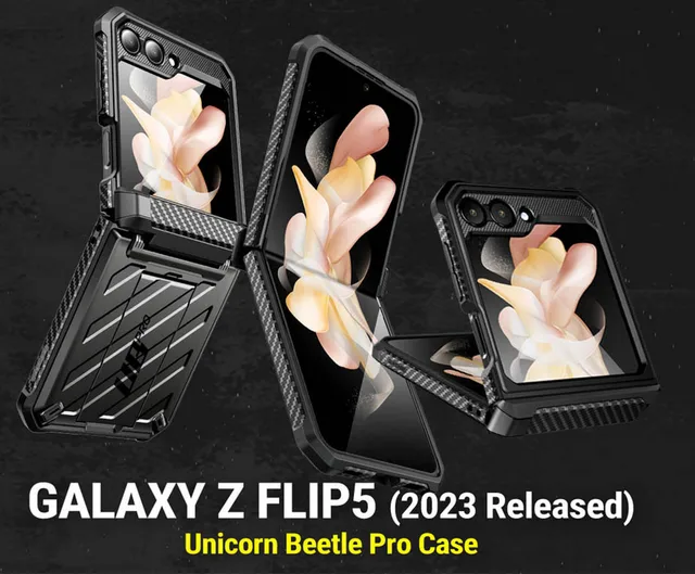 Galaxy Z Flip5 Unicorn Beetle Pro Rugged Case with Belt Clip-Black