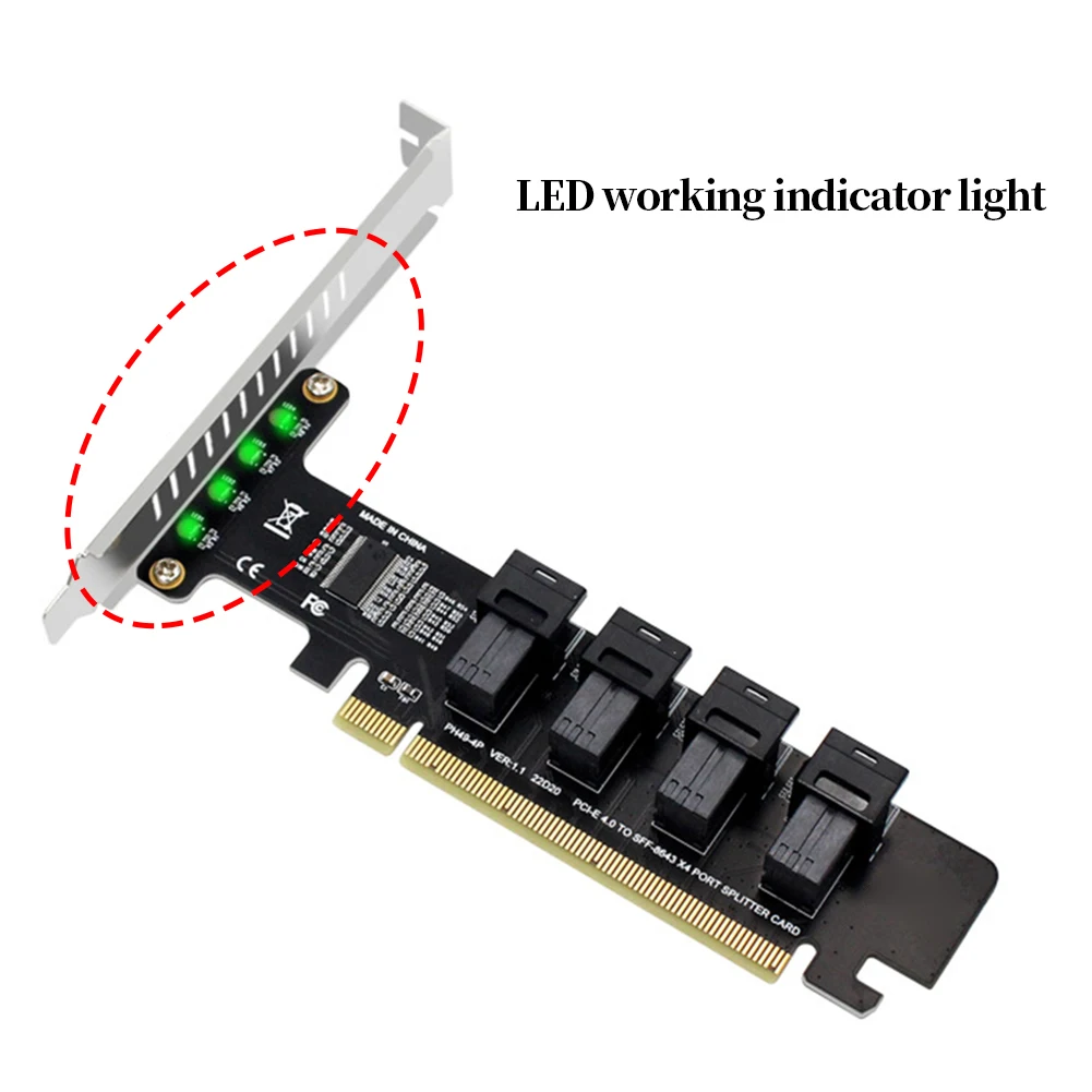 컴퓨터 메인보드용 NGFF PCI-E 16X-4 포트 U.2 분할 확장 카드, PCI-E 16X-4 포트 U.2 SFF-8643/8639 분할 카드