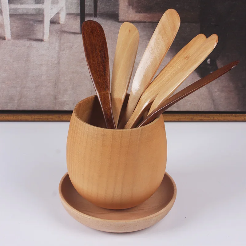 Butter Knife Japanese-style Solid Wood Jam Knife Butter Knife Natural Bread Cake Smooth Wooden Tableware Kitchen accessories