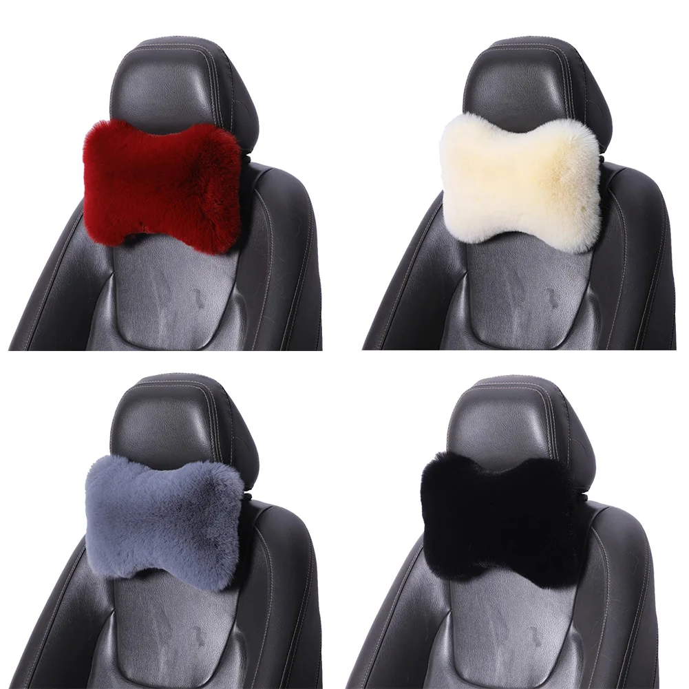 

Car Seat Neck Pillow Winter Plush Car Head Pillow Plush Universal Warm Headrest Pillow Support Interior Accessories