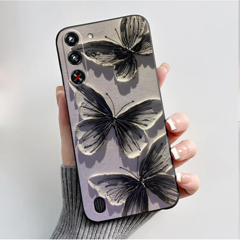 Soft Silicone Black Shell with Cute Flower Design - Protective Case