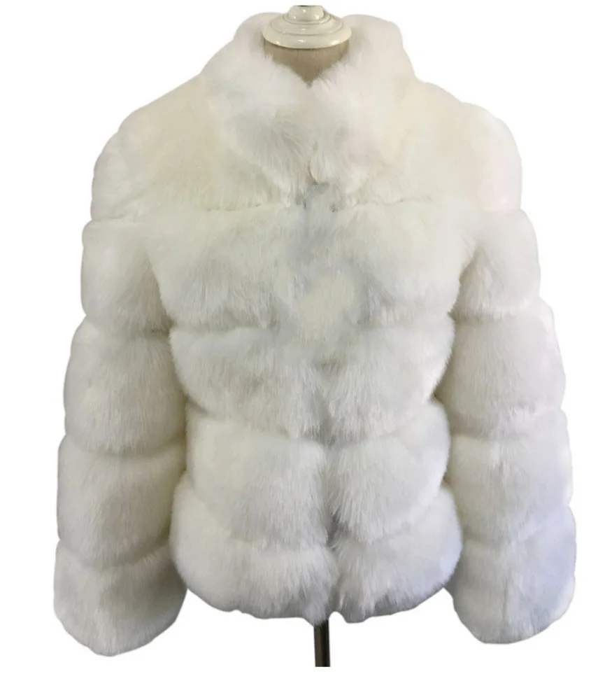 18color S-4XL Winter Spring Faux Fox Fur Warm Windproof Slim Standing Neck Spliced Faux Fur Coat for Women