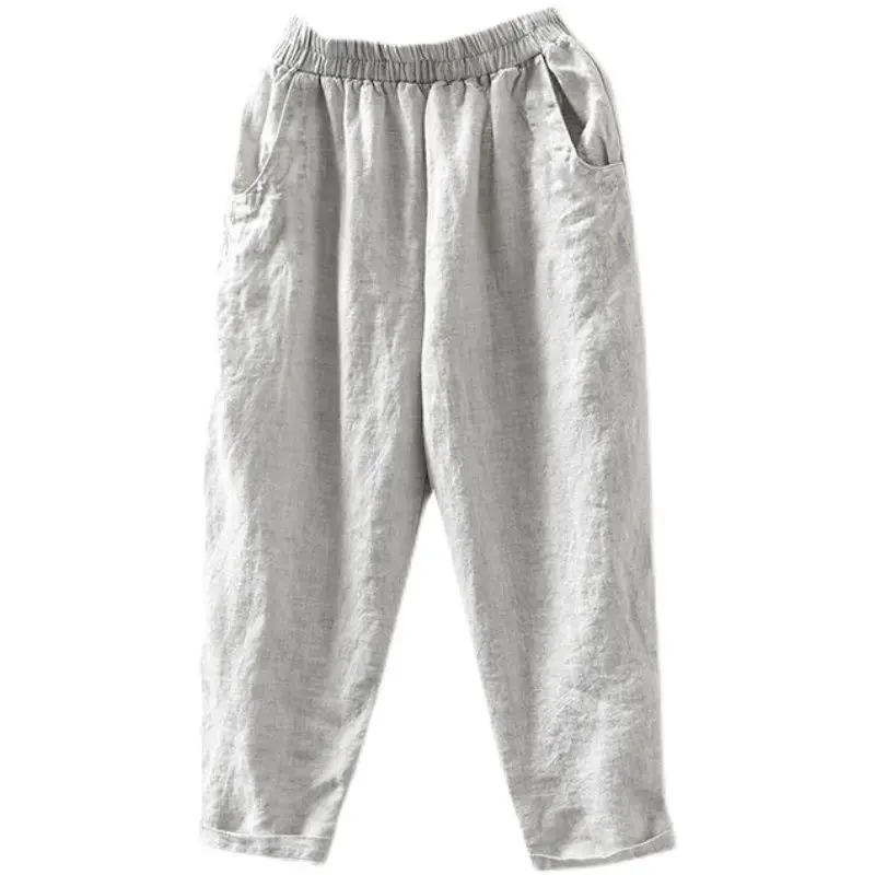 

Брюки Haren Женские однотонные, модные элегантные винтажные Хлопковые Штаны до щиколотки в стиле пэчворк, с поясом на резинке, элегантные, лето