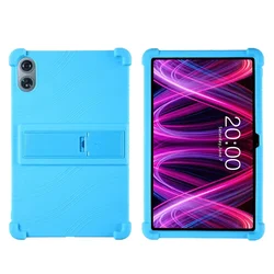Shockproof Silicone Tablet Case with Adjustable Multi - Angle Stand for Blackview Mega 2 (Sky Blue)