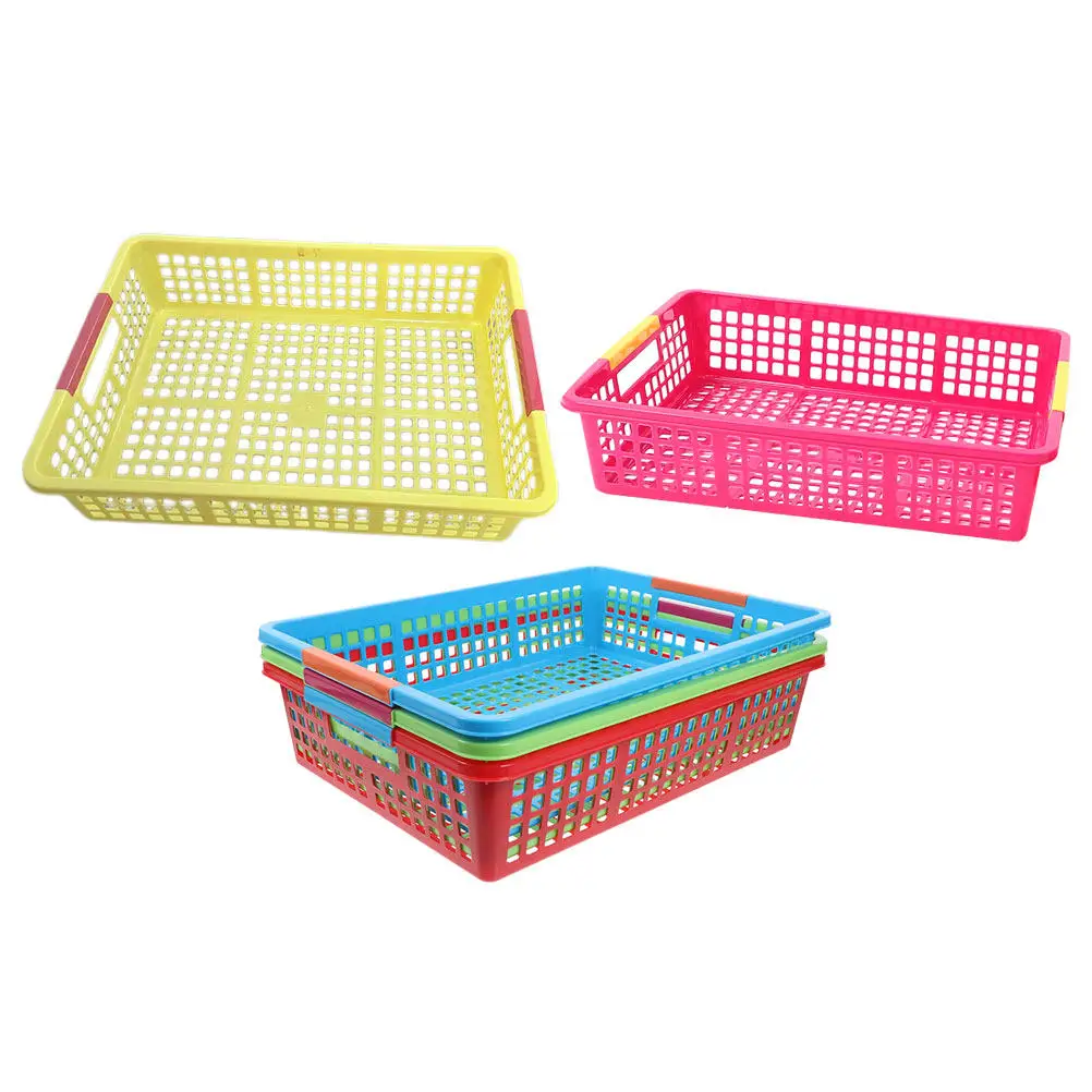 5Pcs 플라스틱 문서 바구니 정리함 A4 용지용 쌓을 수 있는 보관 바구니 스낵 파일 과일 교실 사무실