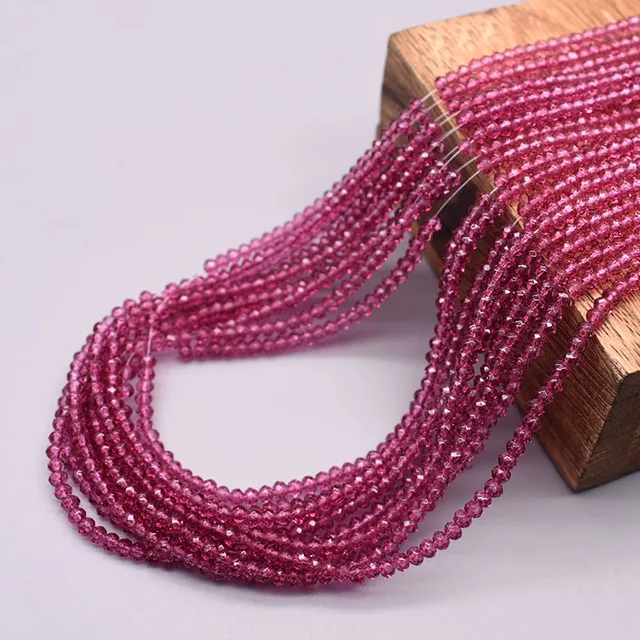 1 2 3 4mm Rose Red Dyeing Rondelle Crystal Glass Beads Flat Faceted Loose Spacer Glass Beads for Jewelry Making Jewelry DIY 5