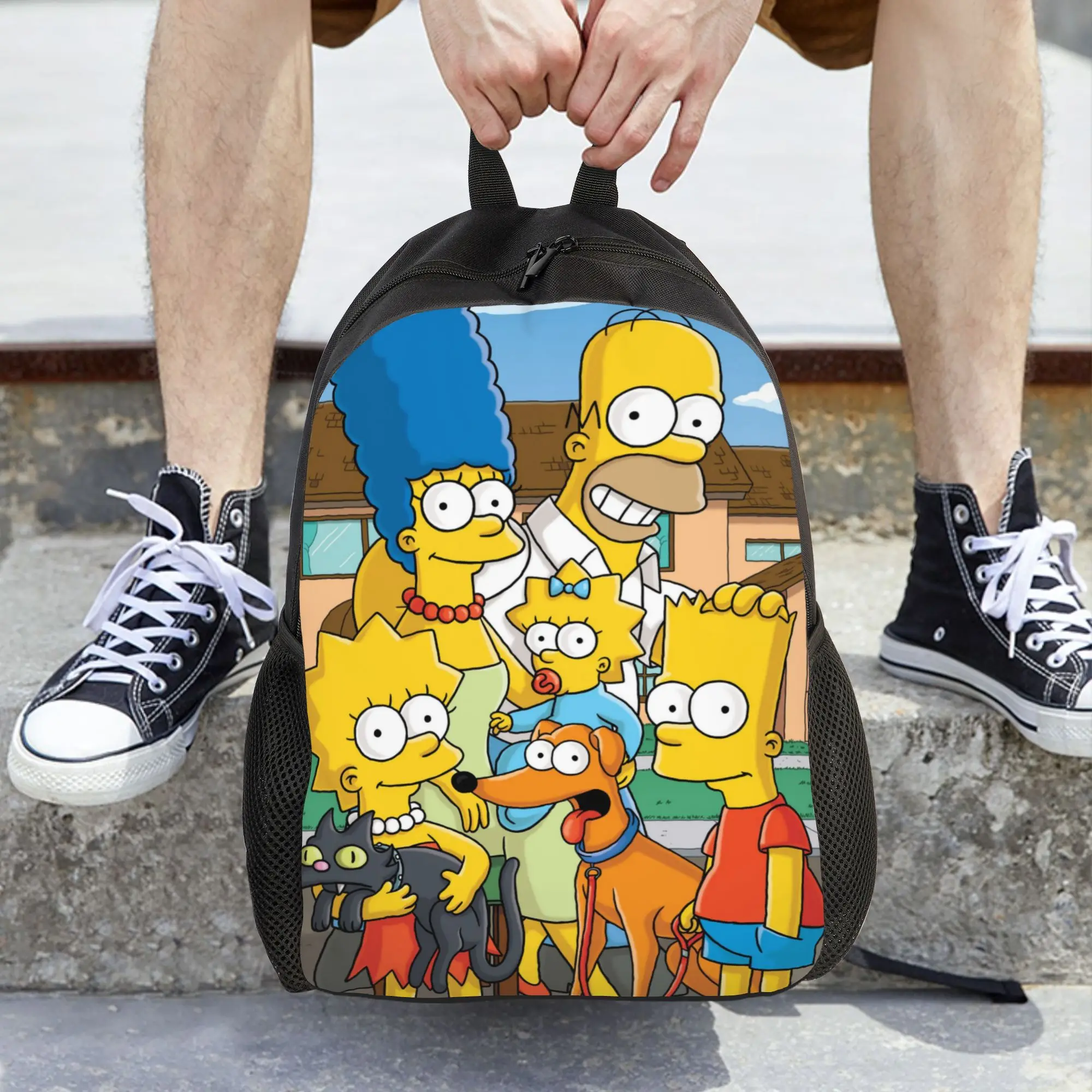Cartoon The S-Simpsons Women Backpack Classical Children School Bag Laptop Backpack Teenage Large Capacity Travel Shoulder Bag 1