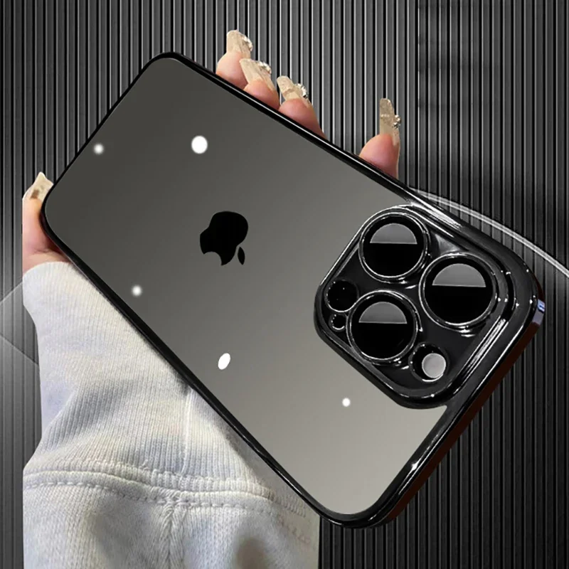 

2024 New Luxury Plating Clear Phone Case For IPhone 15 13 11 12 14 Pro Max Plus Shockproof Lens Protective Cover