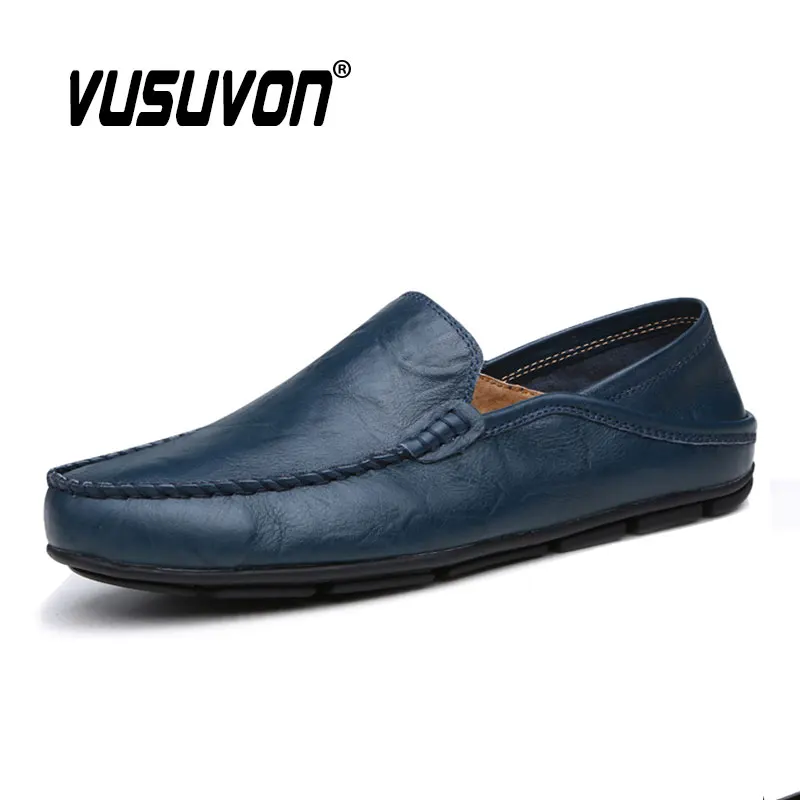 

2023 High Quality Natural Leather Loafers Men Casual Shoes Moccasins Slip On Flats Fashion Male Driving Big Size 38-47