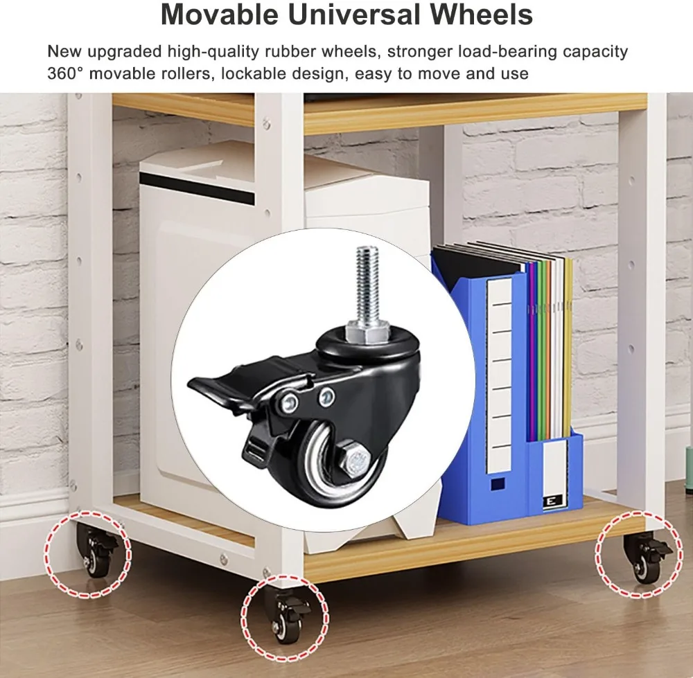 7-Tier Heavy Duty Audio Video Rack 140cm Adjustable Shelves Universal Wheels Home Entertainment Stand