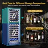 Large Wine Fridge Dual Zones, Tall Freestanding/Built-in Wine Cellar Professional with Reversible Door Sliding Rail Shelves 2