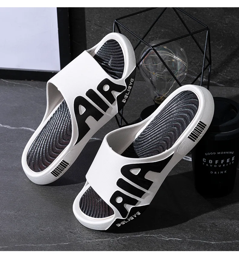 Street trendy slippers for men, summer Korean version, thick sole, exposed toe sandals for men, soft and comfortable indoors - 2
