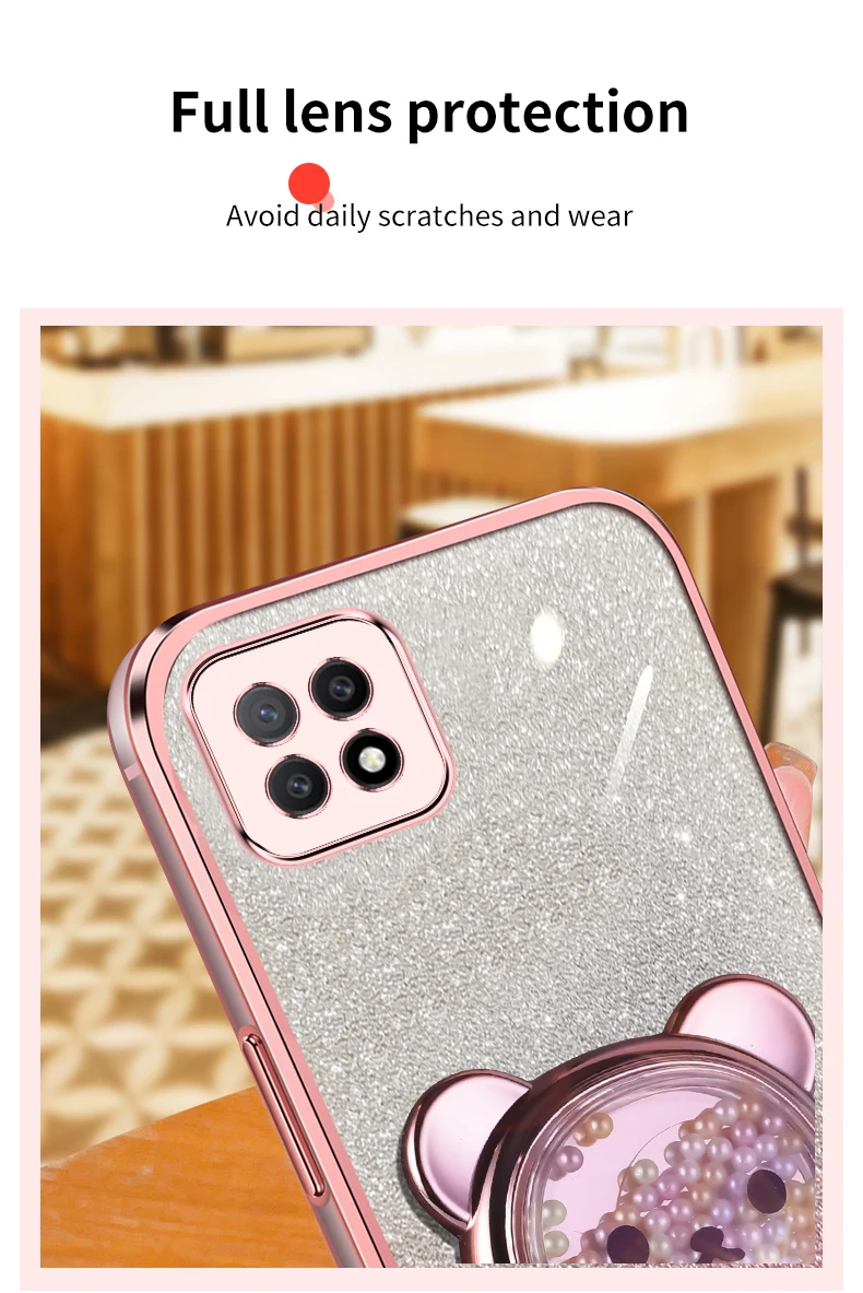 Coque de téléphone avec support à paillettes, ours mouvant, A 72, pour Oppo A78, A58, A97, A93, A92, A96, A95, A91, A74, A72, A83, A94, 4G, 5G_voghion.com