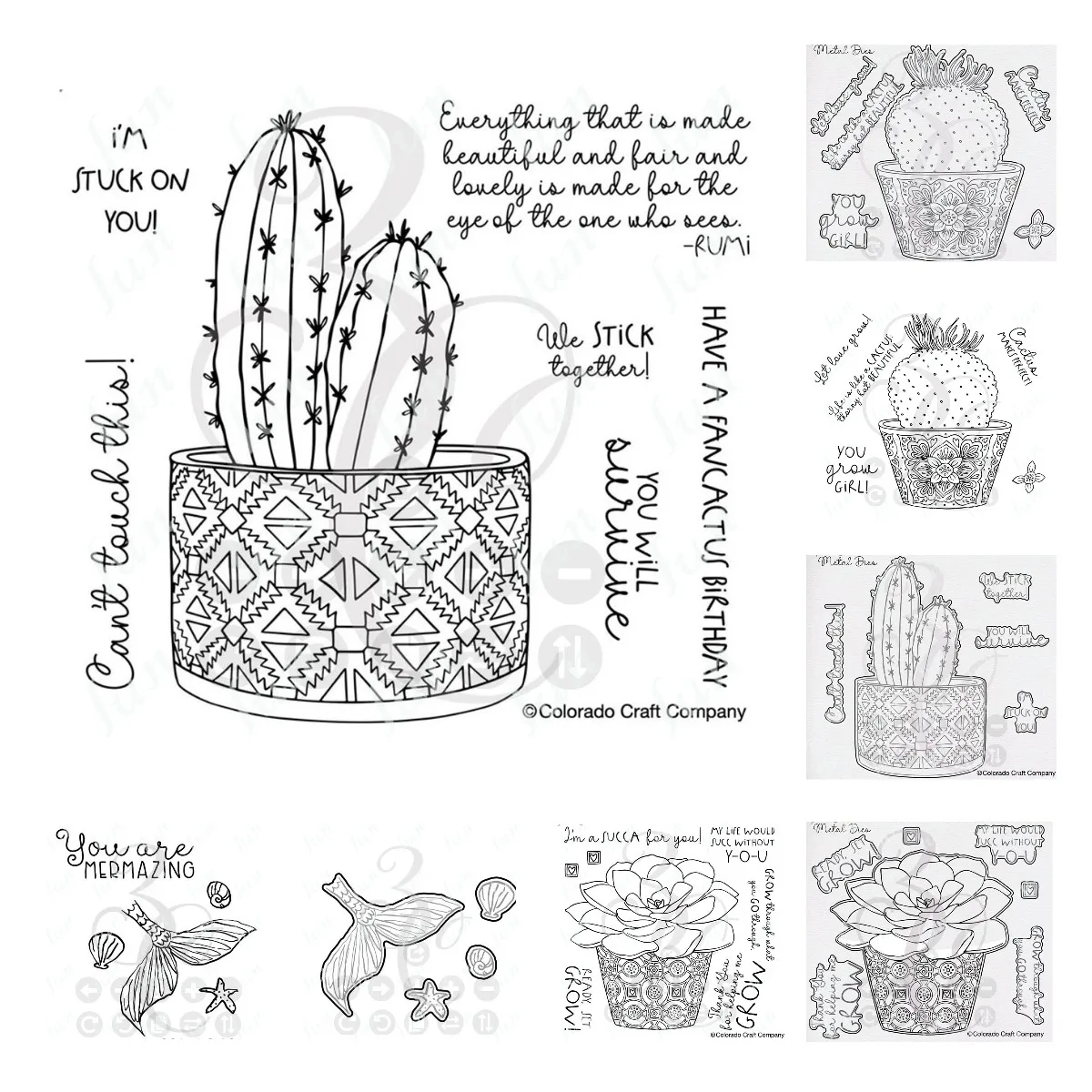 

Metal Cutting Dies Clear Stamps Diy Scrapbooking Paper Card Album Handmade Stencils Template Mermaid Cactus Cutting Dies Molds