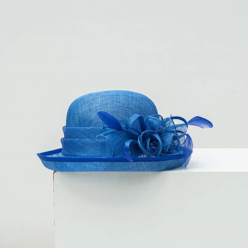 Hüte Fascinators Frauen Hut Sommer Italien Sinamay Hut Kirchenhut Vintage Hepburn Mode Hut Stoff Leinenmischung verziert Hut – Detail 24