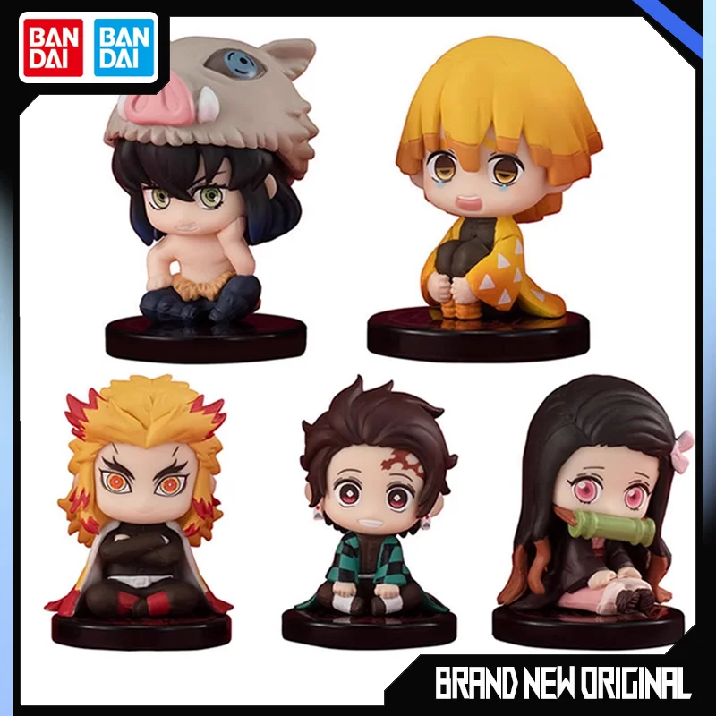 

BANDAI Demon Slayer Action Figures Model Tanjirou Kamado Nezuko Hashibira Inosuke Gashapon Sitting posture Ornaments Original