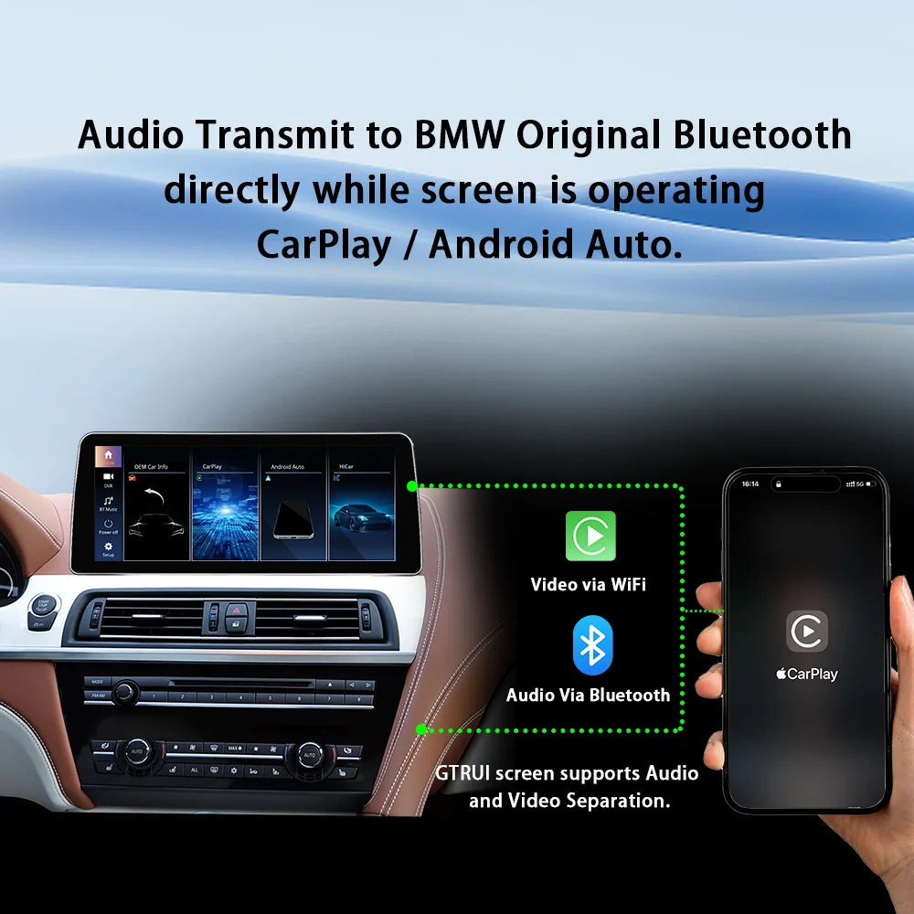 Nuevo Carplay inalámbrico para BMW Serie 6 F06 F12 F13 CIC NBT Reproductor multimedia Android Auto Pantalla táctil inteligente Car Play para vehículos 6