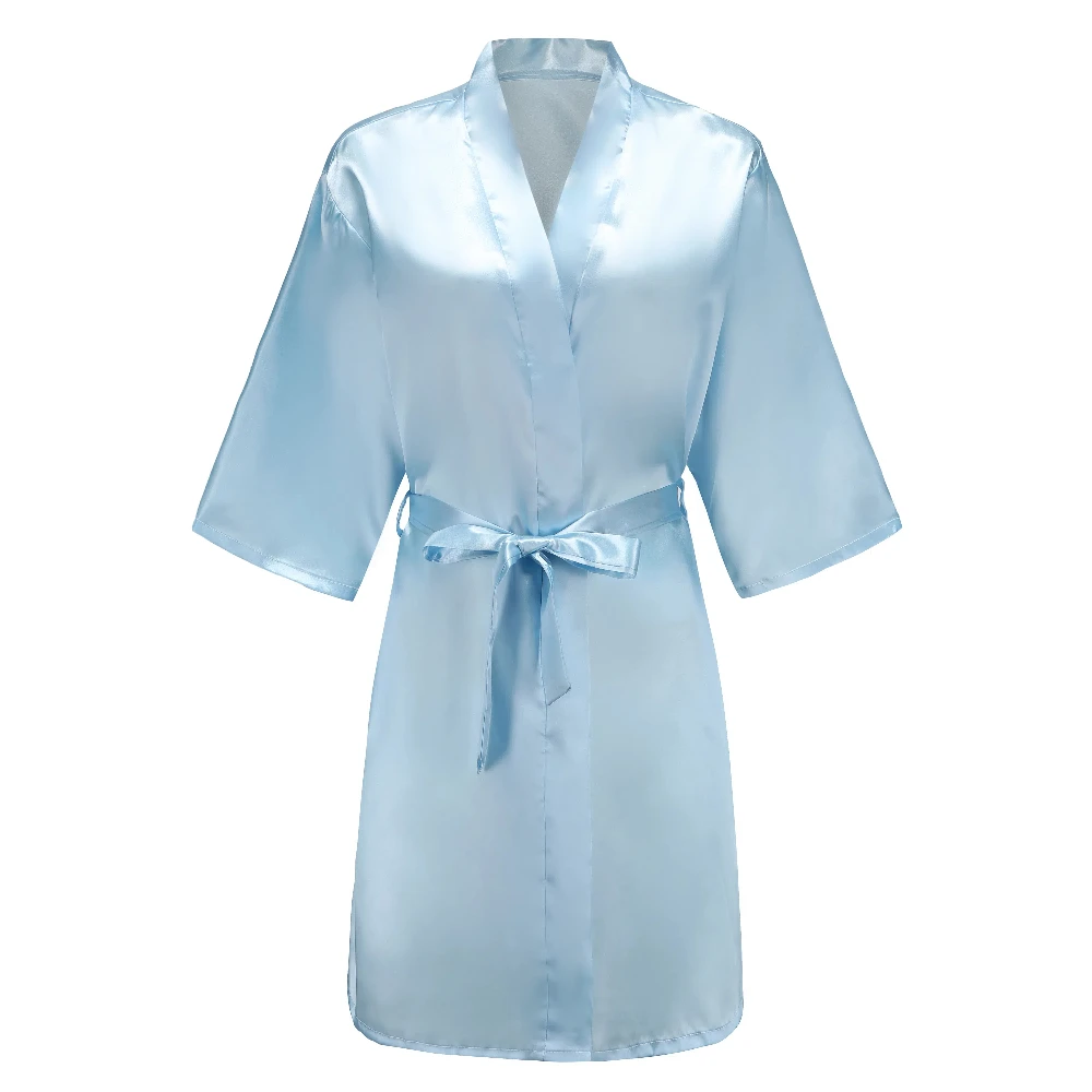 Women sleepwear bride robes Light Blue Bride Bridesmaid Wedding Robe Kimono Bathrobe Gown Nightgown Casual Satin Short Women Sexy Nightwear Sleepwear