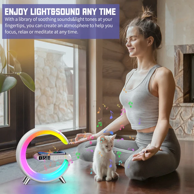 Led Alkalmazásvezérlés Rgb Éjszakai Könnyű Légköri Lámpák Digitális Ébresztőóra Hangszóró Vezeték Nélküli Töltő Gyermekek Alvó Hálószoba Dekoráció - Image 3