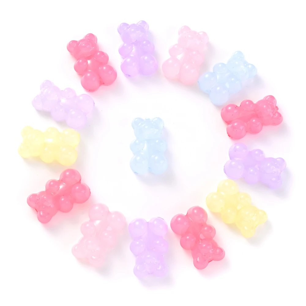 30 Pz 12X19mm Perline Acriliche Color Caramella Carino Orso Gommoso Perline Del Distanziatore Per La Produzione di Gioielli Braccialetto Collana Orecchino Risultati  36
