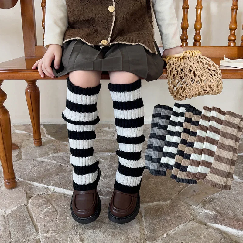 

Children JK Lolita Leg Warmer Girls' Autumn Winter Knitted Foot Cover Long Socks White Y2K Punk Gothic Crochet Socks Boot Cuffs