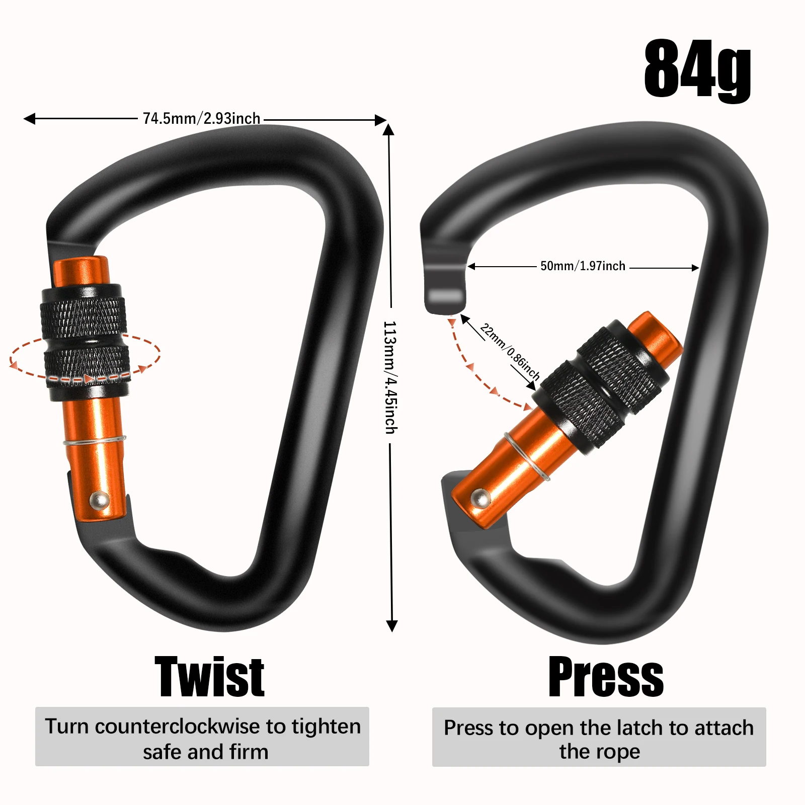 30KN Aluminum Safety Carabiner 6