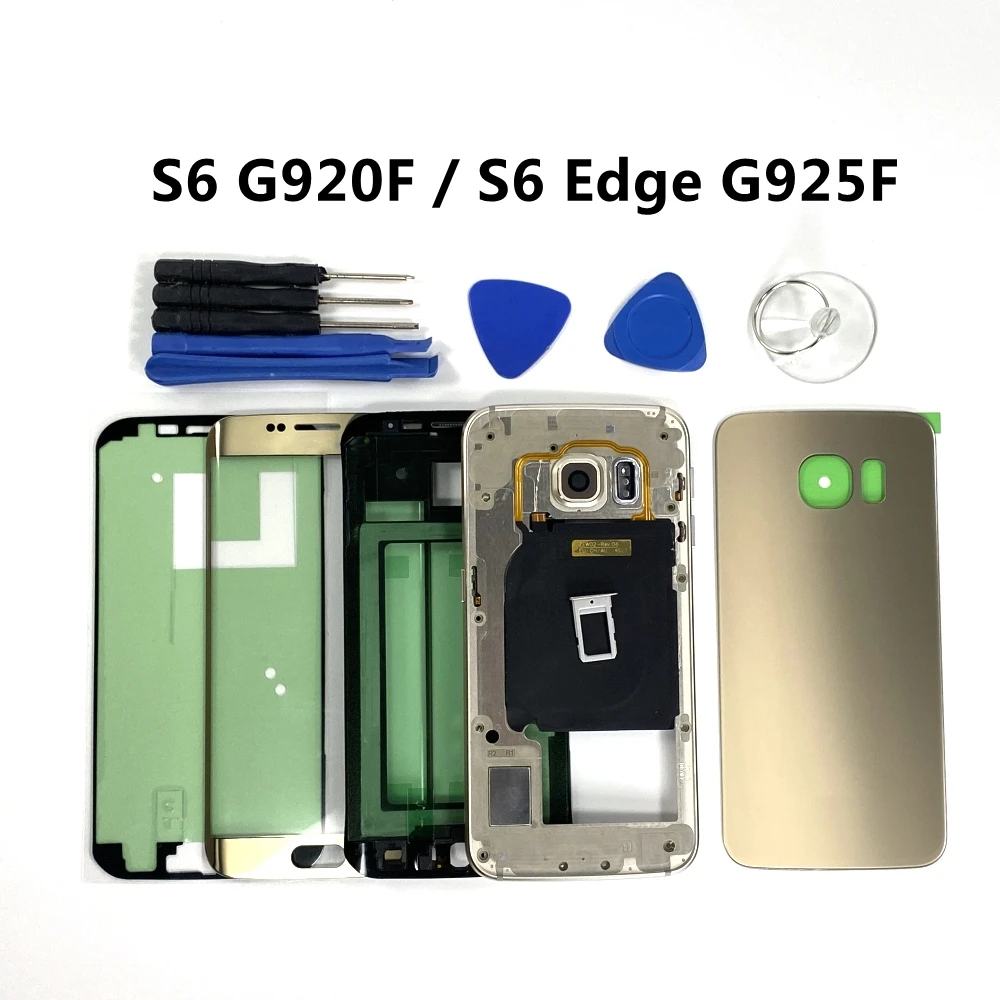 

Full Housing For Samsung Galaxy S6 G920F S6 Edge G925F Complete Case Front Glass Middle Frame Back Battery Door Rear Cover