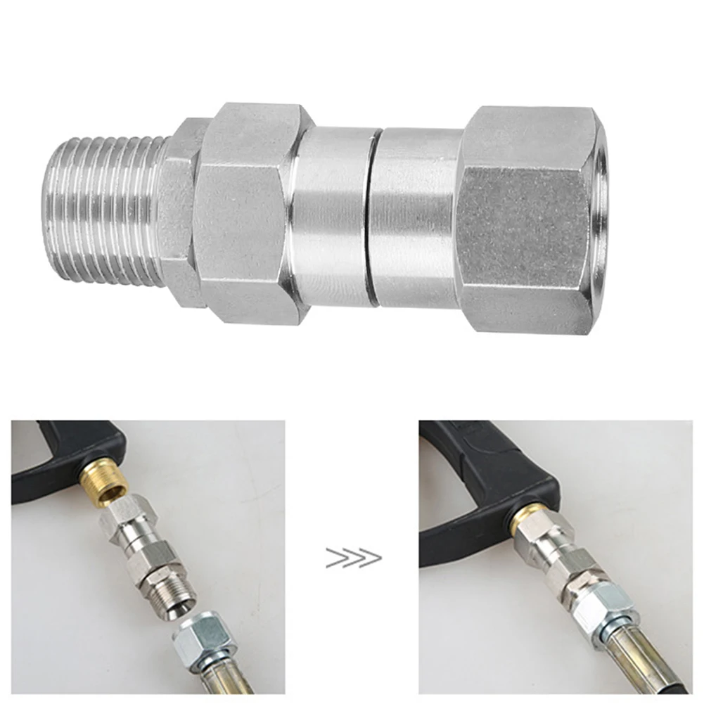 

Stainless Steel Pressure Washer Swivel 3/8 Inch NPT Male Thread Fitting/M22 14mm Swivel Joint Kink Free Quick Connector