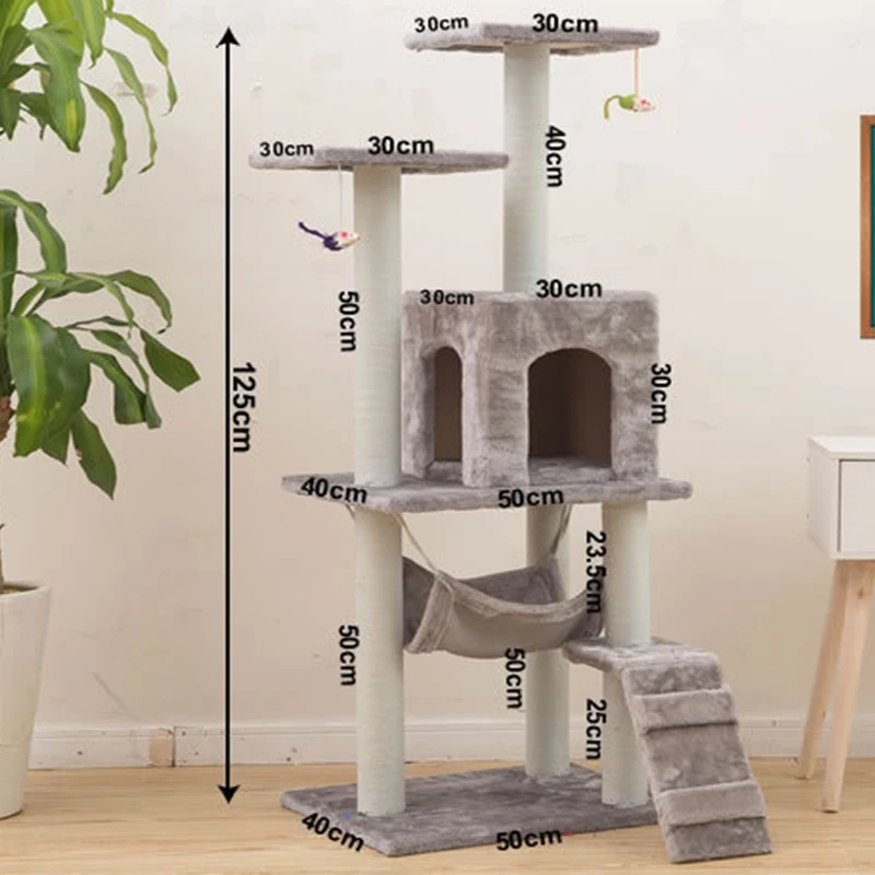 

Cat Tree Multi-Level Tall Cat Tower Cat Condo Cozy Perch Bed Scratching Posts Entertainment Playground Stable Furniture Cat Toys