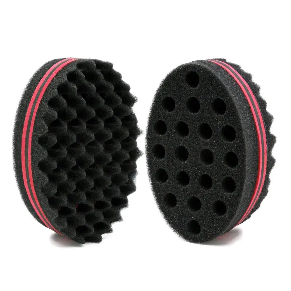Double-Sided Magic Twisted Hairbrush Sponge Barber Salon Styling Oval Dual Use Perforated Curly Sponge Wave Roll Washable Tool