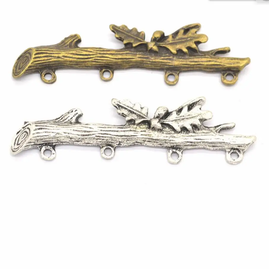 20 Pcs Silver Color Filigree Leaf Branch Charm Connector For DIY Jewelry Making Findings 55*15mm F0401