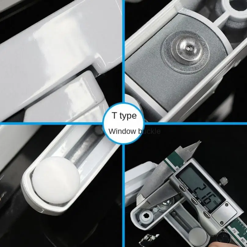 T Shaped Lock White Aluminum Alloy T Shaped Lock Sliding Window Safety Lever Handle Window Buckle for PVC Windows Doors