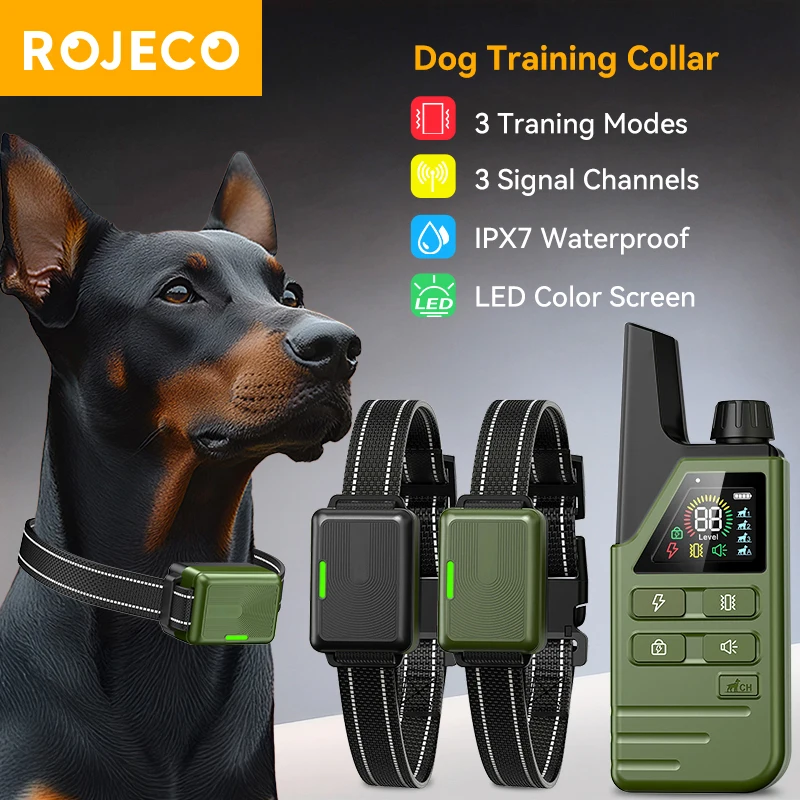 ROJECO DOG800 Electric Dog Training Collar Waterproof Rechargeable