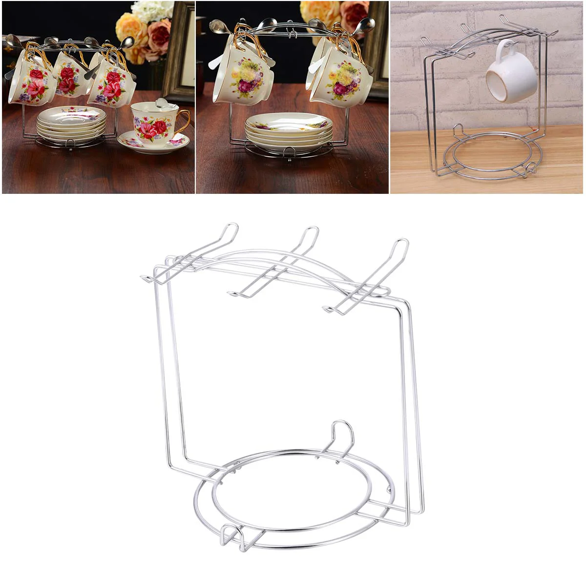 

Luxshiny Car Decor Gold Mug Holder Stainless Steel Tea Licence Plate Frame Holders Saucer Display Stand Tea Tea Licence Plate