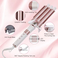 Hatteker fer à friser professionnel en céramique Triple baril onduler outil de coiffure électrique pour boucles et vagues polyvalentes EU 4