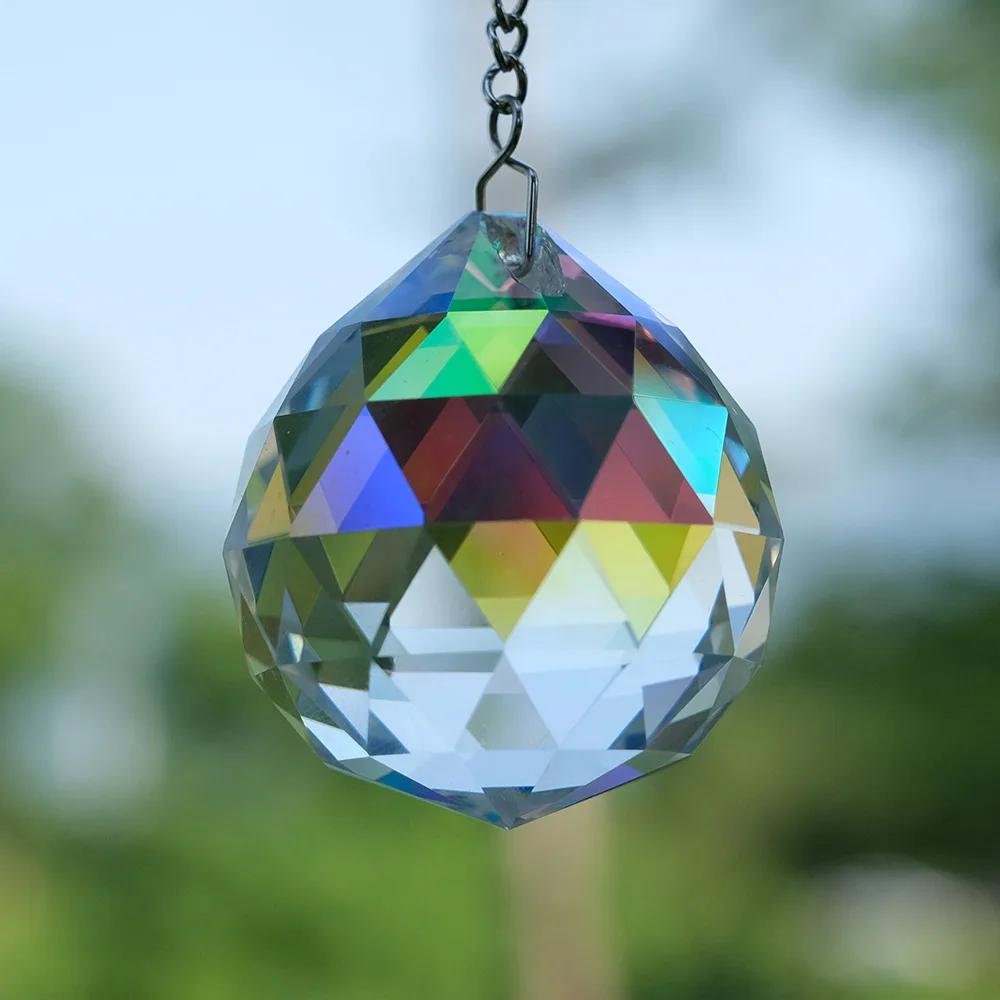 2PCS AB Color 40MM Crystal Ball Dorp Prism Pendant Suncatcher Chandelier Original Curtain Home Christmas Hanging Decor DIY
