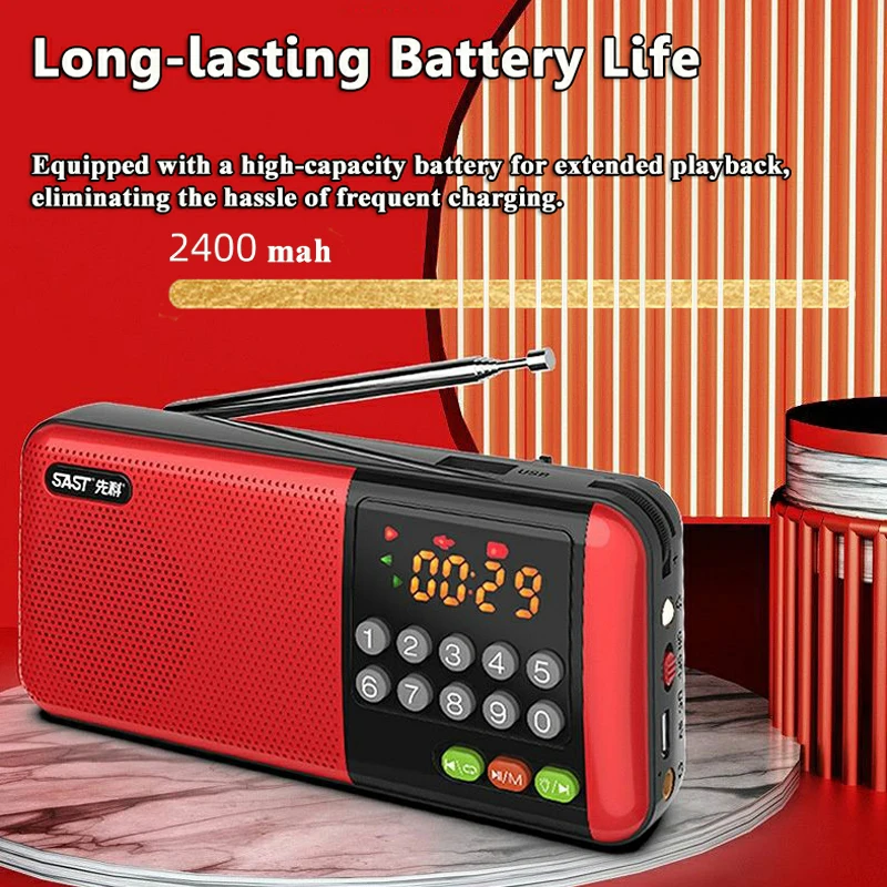 미니 FM 라디오 LED 디스플레이 디지털 라디오 수신기 무선 블루투스 스피커 손전등 TF 카드 USB 3.5MM 헤드폰 재생