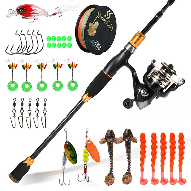 Sougayilang Spinning Fishing Set 1.8m 2.1M Carbon Fibre Fishing Rod and Spinning  Reels with Fishing Line Accessory Carp Fishing - AliExpress