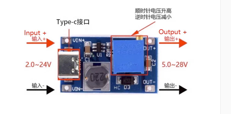 1-20Pcs TYPE-C USB 2A DC-DC Booster Step-Up Power Modul Eingangsspannung Konverter Board für Auto Power Bank High Power Umwandlung – Detail 2