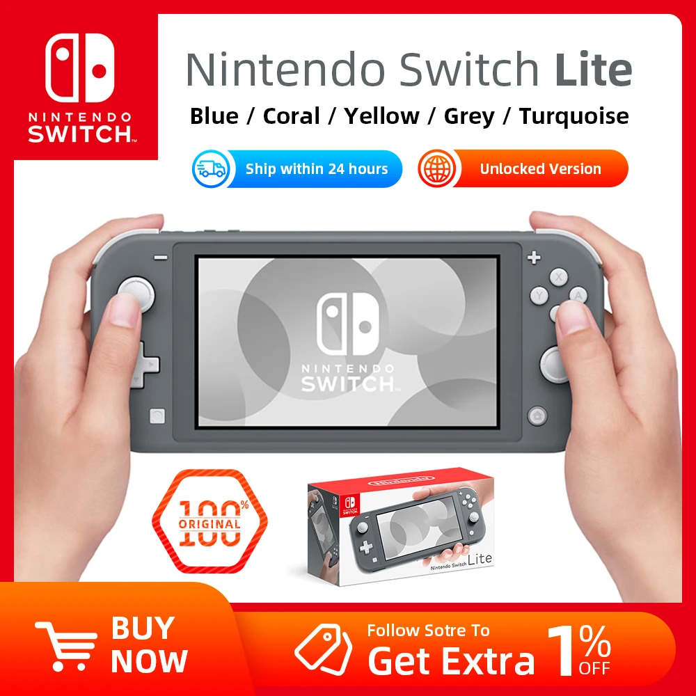 Nintendo Switch Lite Gray 5.5 inch LCD Touch Screen 32GB Built-in + Control  Pad Compatible All Nintendo Switch Games