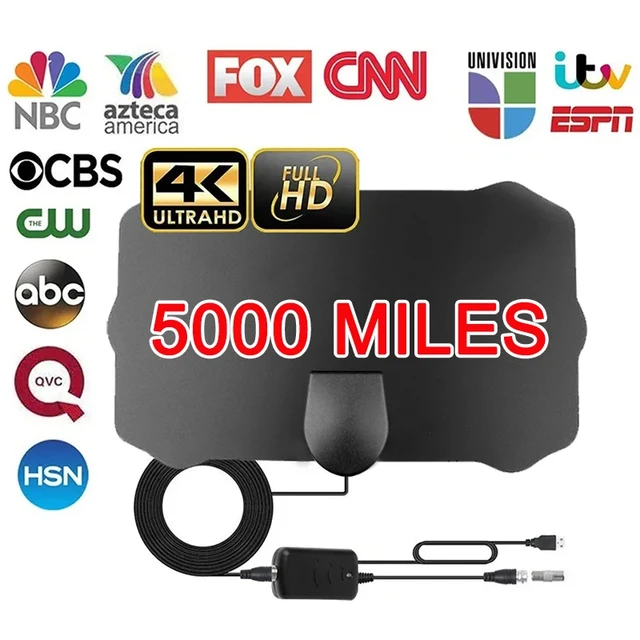 Antenne de télévision numérique intérieure 4K Full HD HDTV antenne DVB-T/T2 DVBT2 câble TV antenne 500 Miles UHF VHF DTV antennes aériennes pour voiture RV 1