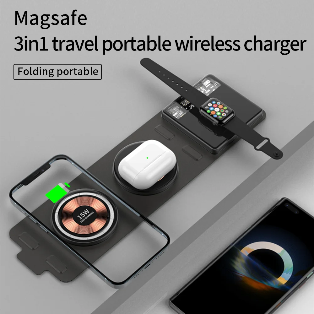 3-in-1 Wireless Charging Pad with Official MagSafe Charging 15W