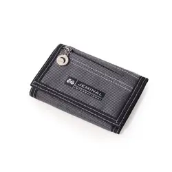 Compact Canvas Trifold Wallet - Versatile Men's Card & Cash Holder (Grey)