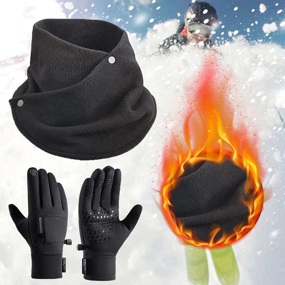 

Зимний мужской флисовый шейный платок для сенсорного экрана, мотоциклетные спортивные перчатки, утолщенный теплый шейный рукав для женщин