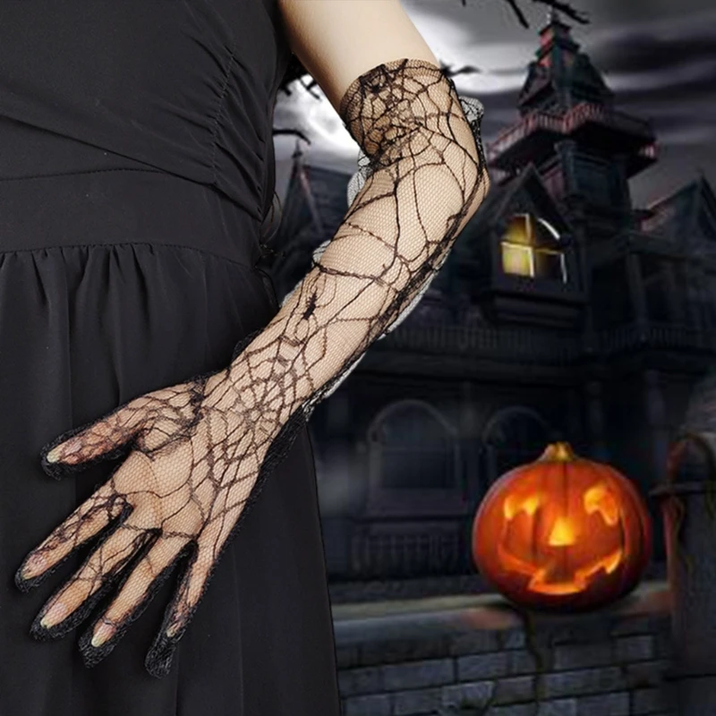 

Bride Lace Sheer Gloves Nightclub See Through Halloween Gloves Sheer Mittens