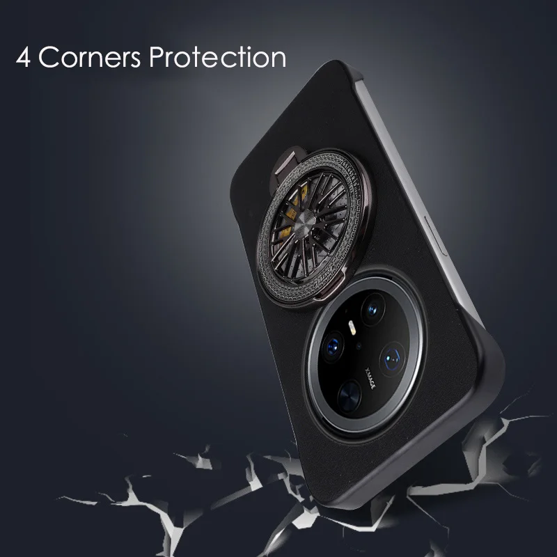 Ultra Thin Frameless Gyro Top Holder Protective Case - Hard PC PU Leather Cover