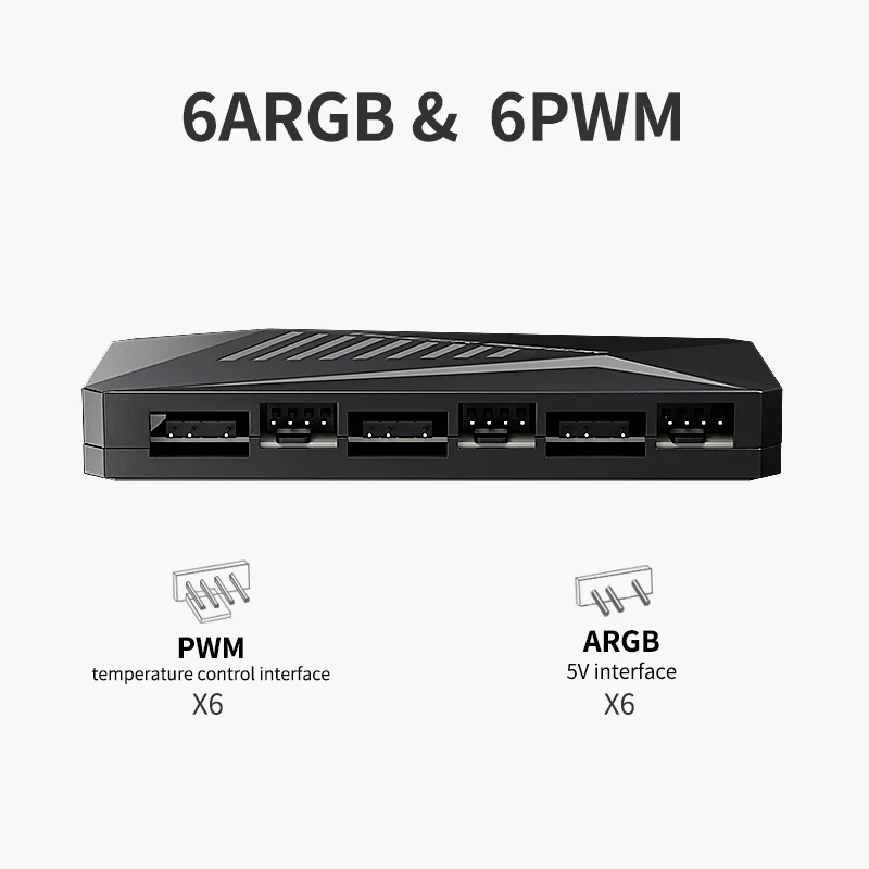 Chassis Fan Hub Cooling Fan Hub TEUCER LP-6P ARGB Remote Control 6 Way Splitter 4Pin PWM Cooling Fan Hub for Computer PC Case Chassis Radiator SATA Power Supply